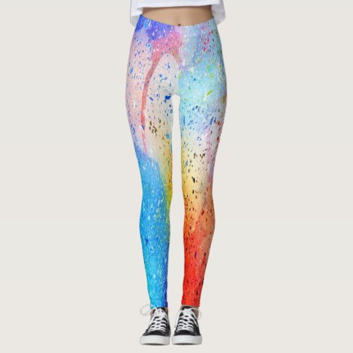 watercolor abstract pattern leggings