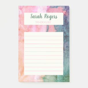 Watercolor Abstract Pink Grocery Shop To-do List Post-it Notes