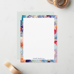 Watercolor Abstract Rainbow Shapes Custom Name Note Card