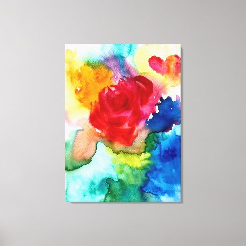 Watercolor abstract rose flower canvas print