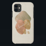 Watercolor Abstract Rose Gold Glitter Shapes Name iPhone 11 Case<br><div class="desc">Beautiful design features abstract terra cotta and rose gold faux gold glittery shapes.  Easily customize with name of choice .  A very practical and beautiful gift idea for yourself and others.</div>
