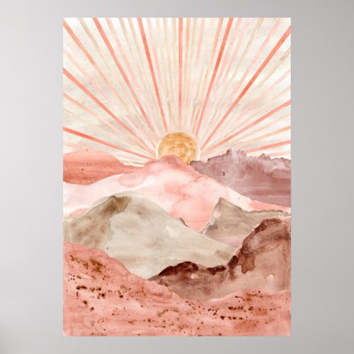 Watercolor abstract sands desert landscape Modern  Poster