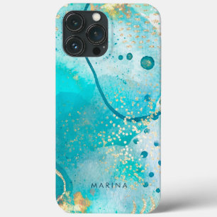 Watercolor Abstract Sea Tropical Turquoise iPhone 13 Pro Max Case