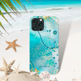 Watercolor Abstract Sea Tropical Turquoise iPhone 13 Pro Max Case