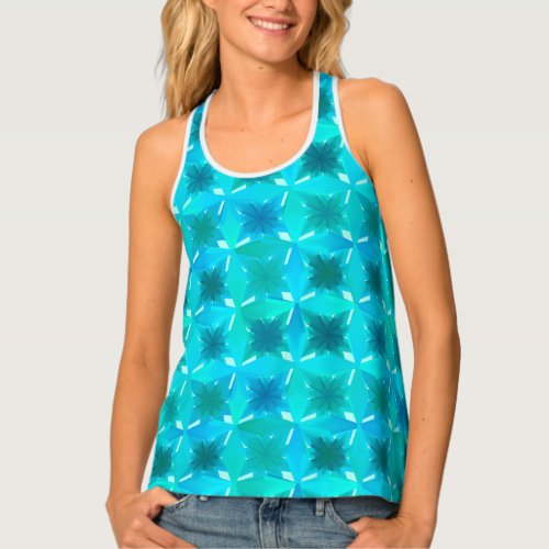 Watercolor Abstract Stars Turquoise and Aqua Tank Top