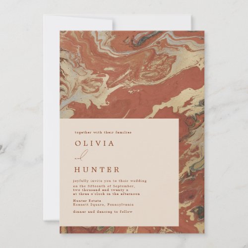 Watercolor Abstract Terracotta Wedding  Invitation