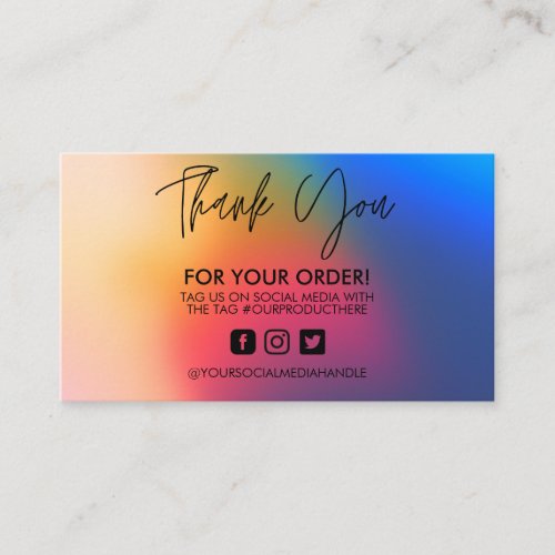 Watercolor Abstract Thank You Trendy Salon Business Card