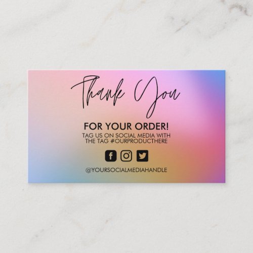 Watercolor Abstract Thank You Trendy Salon Business Card