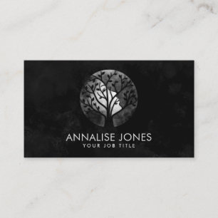 Watercolor Abstract Tree - Female Profile Business Card