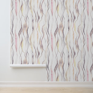 Watercolor Abstract Vertical Wavy Lines Pattern Wallpaper