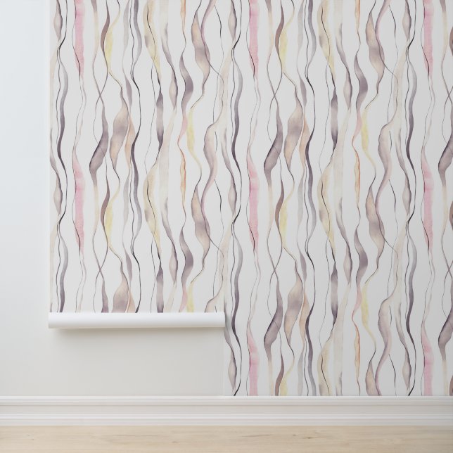 Watercolor Abstract Vertical Wavy Lines Pattern  Wallpaper (Application)