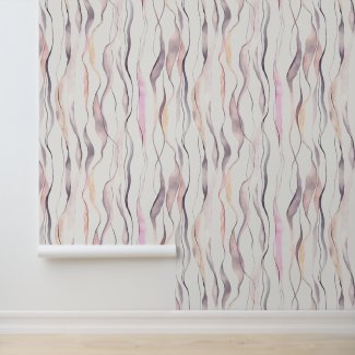 Watercolor Abstract Vertical Wavy Lines Pattern 