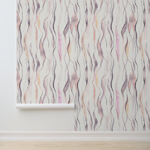 Watercolor Abstract Vertical Wavy Lines Pattern Wallpaper