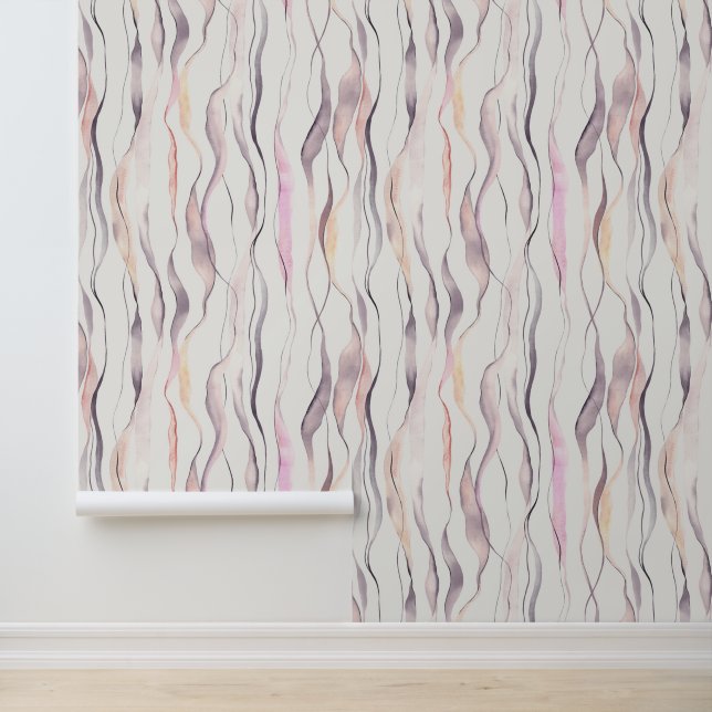 Watercolor Abstract Vertical Wavy Lines Pattern  Wallpaper (Application)