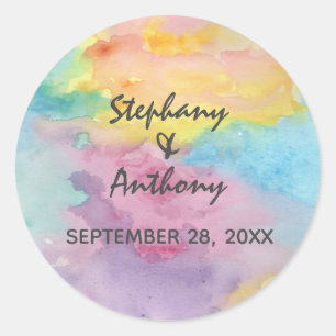 Watercolor Abstract Whimsical Colorful Fun Classic Round Sticker