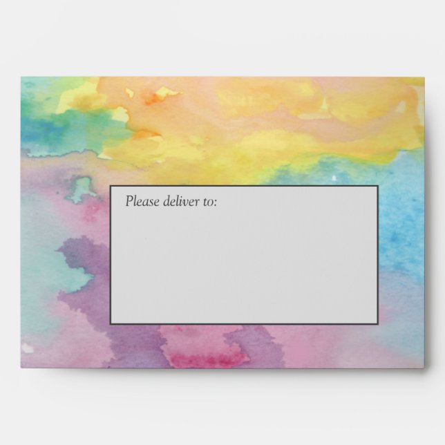 Watercolor Abstract Whimsical Colorful Fun Envelope (Front)