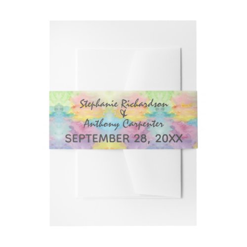 Watercolor Abstract Whimsical Colorful Fun Invitation Belly Band