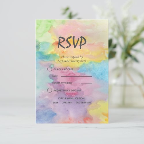 Watercolor Abstract Whimsical Colorful Fun RSVP Card