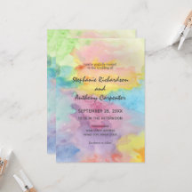 Watercolor Abstract Whimsical Colorful Fun Wedding