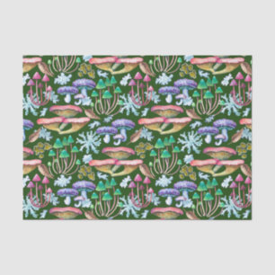 Watercolor Abstract Wild Forest Mushrooms Tissue Paper