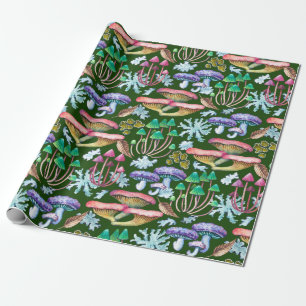 Watercolor Abstract Wild Forest Mushrooms  Wrapping Paper