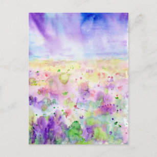 colorful wild flowers watercolor painting Postcard for Sale by  ColorandColor