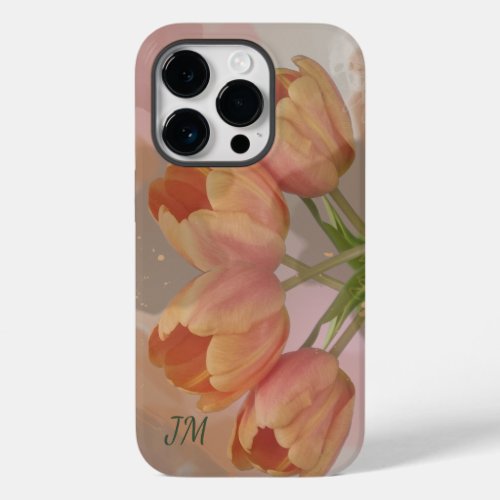Watercolor abstract with tulips  custom initials Case_Mate iPhone 14 pro case