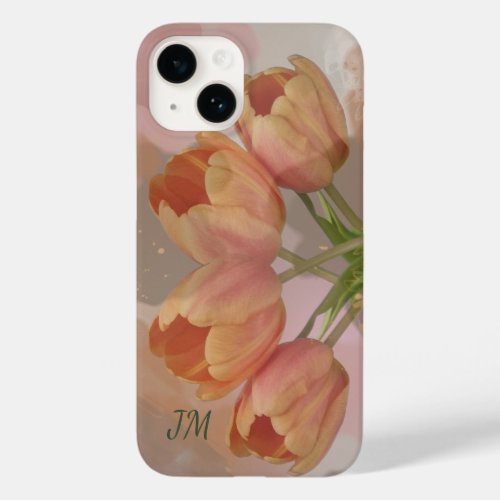 Watercolor abstract with tulips  custom initials Case_Mate iPhone 14 case