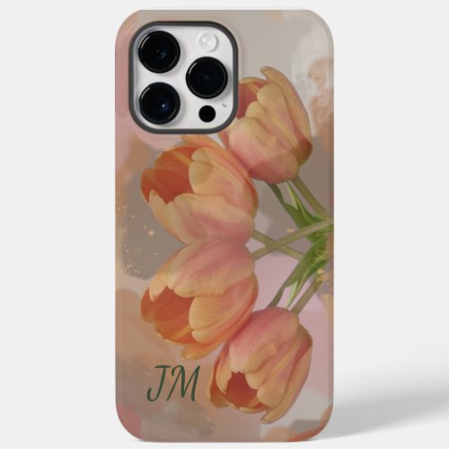 Watercolor abstract with tulips  custom initials Case_Mate iPhone 14 pro max case