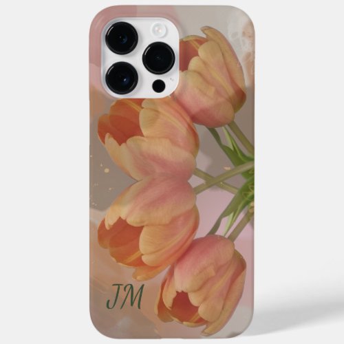 Watercolor abstract with tulips  custom initials Case_Mate iPhone 14 pro max case