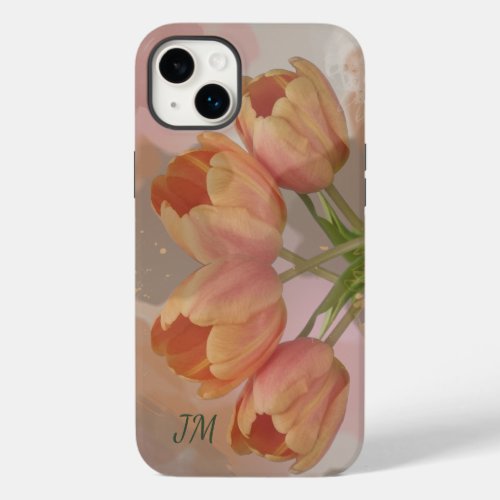 Watercolor abstract with tulips  custom initials Case_Mate iPhone 14 plus case