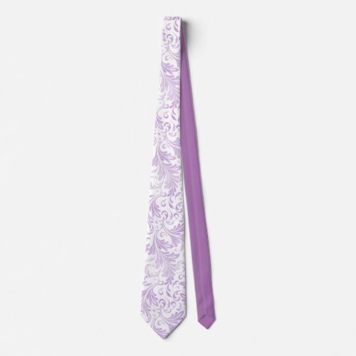 Watercolor Acanthus Leaves Lilac Purple White Neck Tie