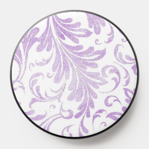 Watercolor Acanthus Leaves Lilac Purple White PopSocket