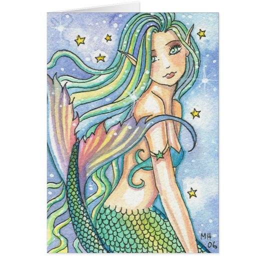 Watercolor ACEO Mermaid Card (Front)