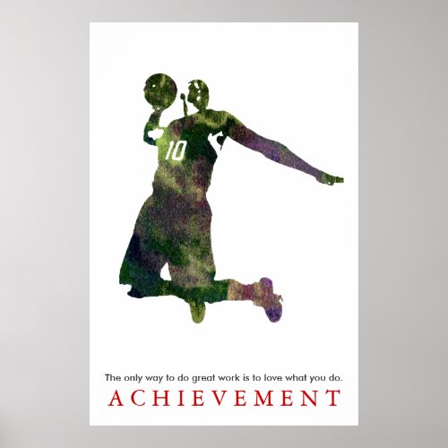 Watercolor Achievement Motivational Basketball Poster