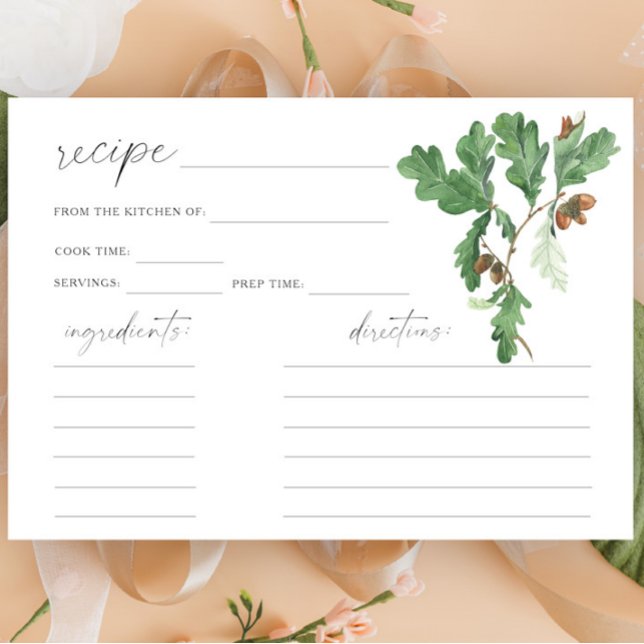 Watercolor acorn branch - recipe card (Creator Uploaded)