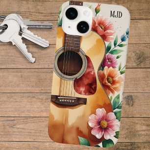 Watercolor Acoustic Guitar Floral Case-Mate iPhone 14 Case