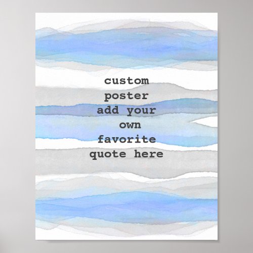watercolor add your text blue and gray stripes poster