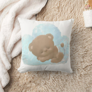 Watercolor Adorable Baby Bear Graphic Throw Pillow
