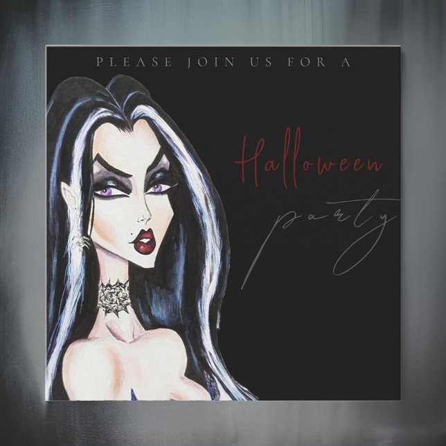 Watercolor Adult Black Halloween Party Invitation (Creator Uploaded)
