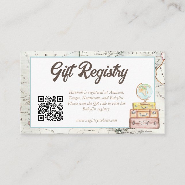Watercolor Adventure Awaits Baby Shower Registry Enclosure Card (Front)