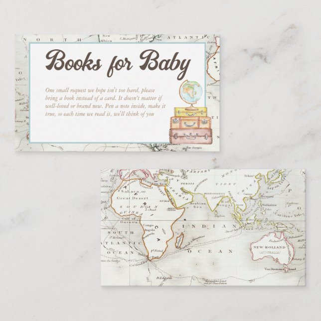 Watercolor Adventure Awaits Books for Baby. Enclosure Card (Front/Back)