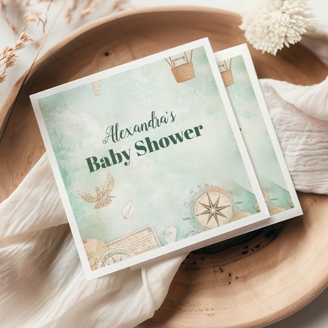 Watercolor Adventure Awaits Gender Baby Shower Napkins (Creator Uploaded)