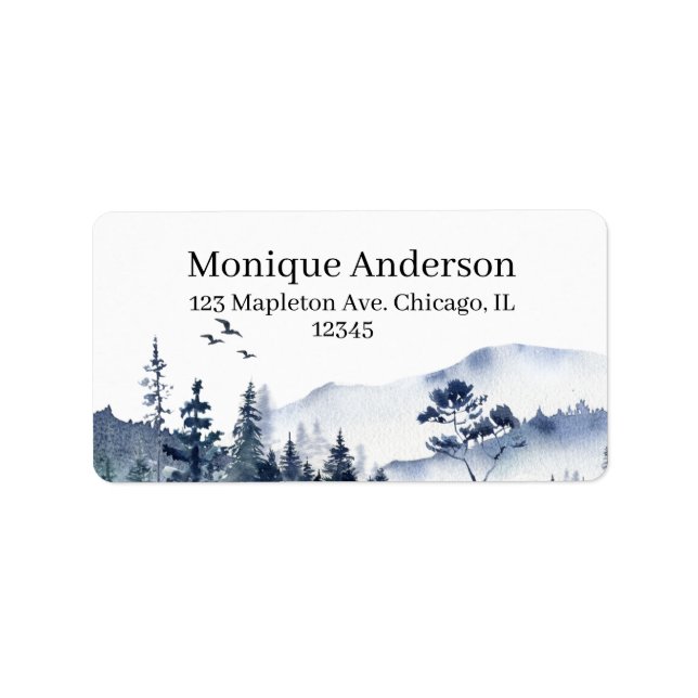 Watercolor Adventure awaits Rustic Forest Montatio Label (Front)