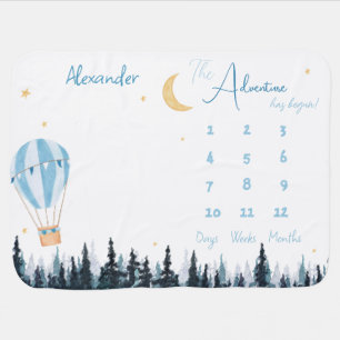 Watercolor adventure baby boy milestone blanket