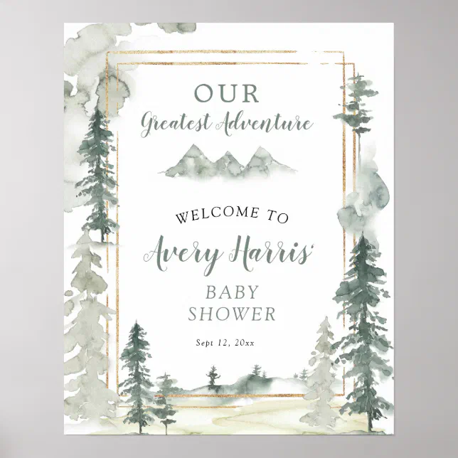 Watercolor Adventure Forest Pine Tree Welcome Sign | Zazzle