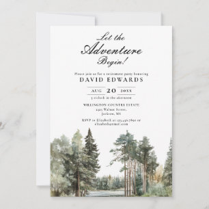 Watercolor Adventure Lake Forest Retirement Party Invitation