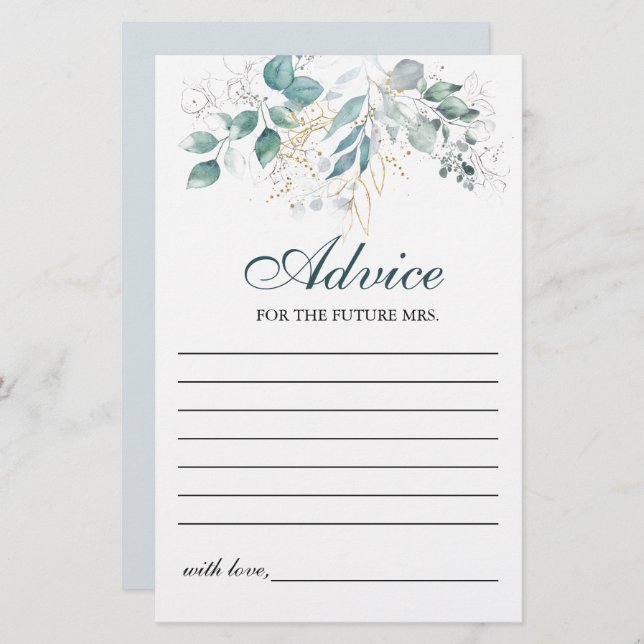 Watercolor Advice Card (Front/Back)