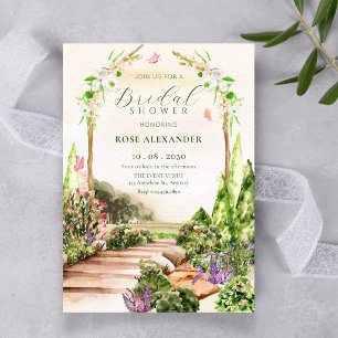 Watercolor aesthetic floral garden bridal shower invitation