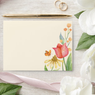 Watercolor aesthetic flowers  envelope